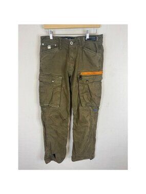 G-Star Raw Rackam Straight Tapered Cuffed Cargo Pants Olive Green 32x30 D09767
